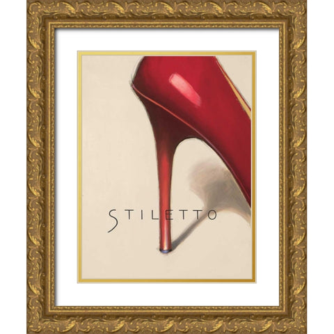 Red Stiletto Gold Ornate Wood Framed Art Print with Double Matting by Fabiano, Marco