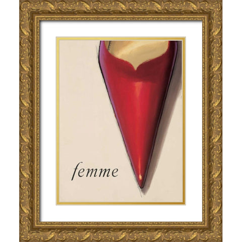 Femme Stiletto Gold Ornate Wood Framed Art Print with Double Matting by Fabiano, Marco