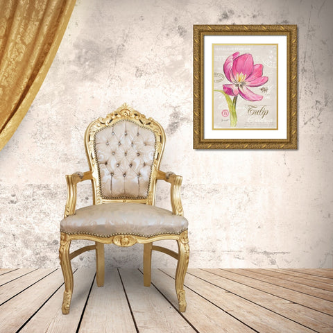 Sketchbook Tulip Gold Ornate Wood Framed Art Print with Double Matting by Barrett, Chad