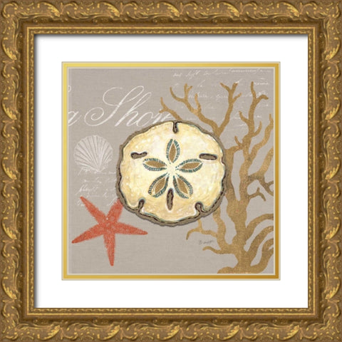 Linen Seaside 3 Gold Ornate Wood Framed Art Print with Double Matting by Barrett, Chad