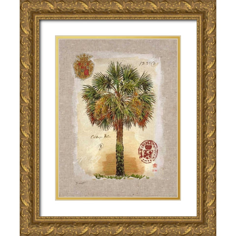 Linen Cabbage Palm Tree Gold Ornate Wood Framed Art Print with Double Matting by Barrett, Chad
