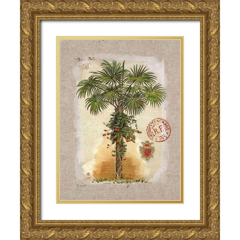 Linen Fan Palm Tree Gold Ornate Wood Framed Art Print with Double Matting by Barrett, Chad