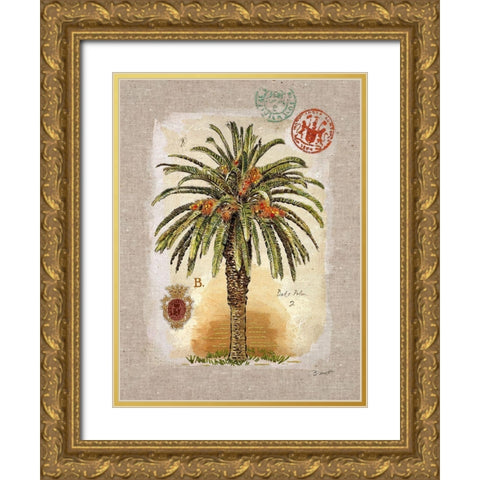 Linen Date Palm Tree Gold Ornate Wood Framed Art Print with Double Matting by Barrett, Chad