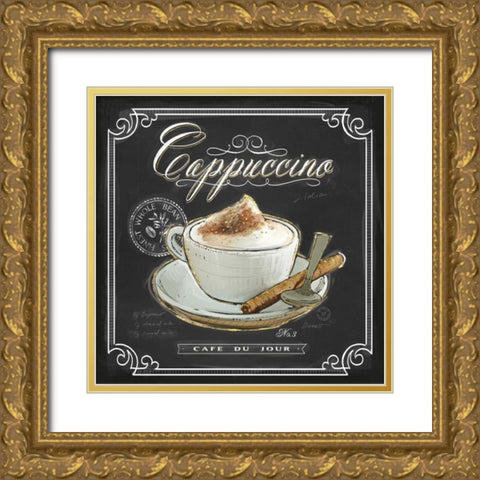 Coffee House Cappuccino Gold Ornate Wood Framed Art Print with Double Matting by Barrett, Chad