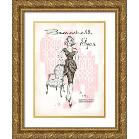 Bombshell Elegance Gold Ornate Wood Framed Art Print with Double Matting by Barrett, Chad