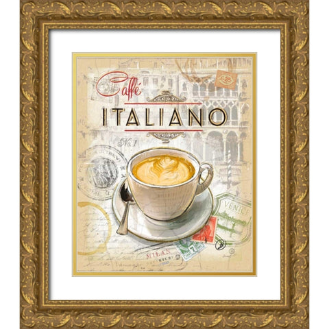 Caffe Italiano Gold Ornate Wood Framed Art Print with Double Matting by Barrett, Chad