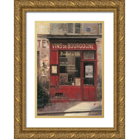 Vins De Bourgogne Gold Ornate Wood Framed Art Print with Double Matting by Hak, Chiu Tak
