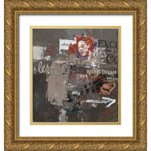 Graffiti Language Gold Ornate Wood Framed Art Print with Double Matting by Hak, Chiu Tak