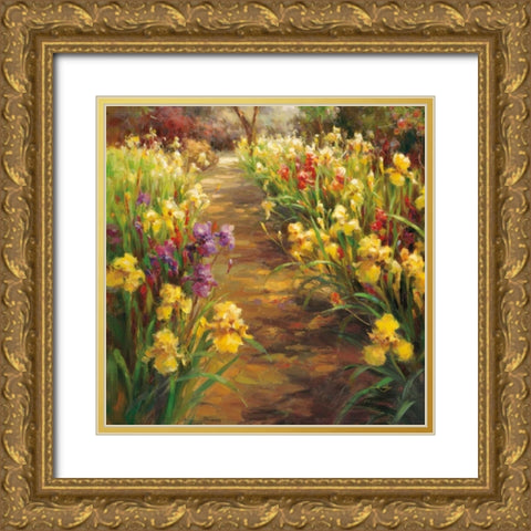 Iris Pathway Gold Ornate Wood Framed Art Print with Double Matting by Oxley, Vail