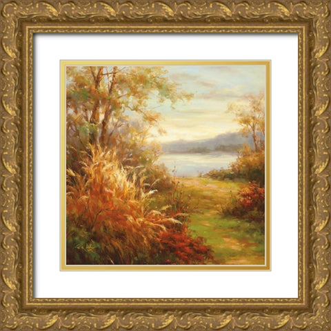 Natures Pathway Gold Ornate Wood Framed Art Print with Double Matting by Oxley, Vail
