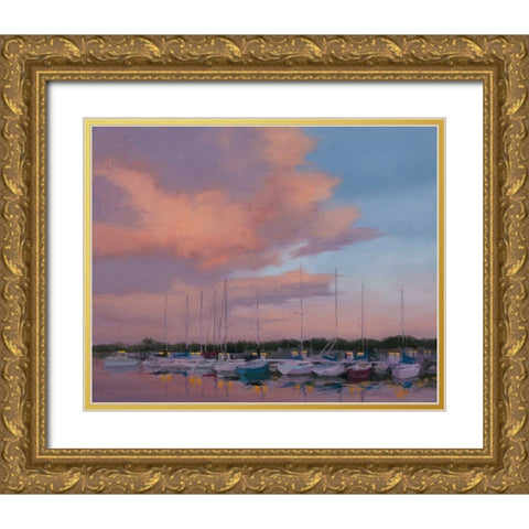 Marina Sunset Gold Ornate Wood Framed Art Print with Double Matting by McGannon, Jill Schultz