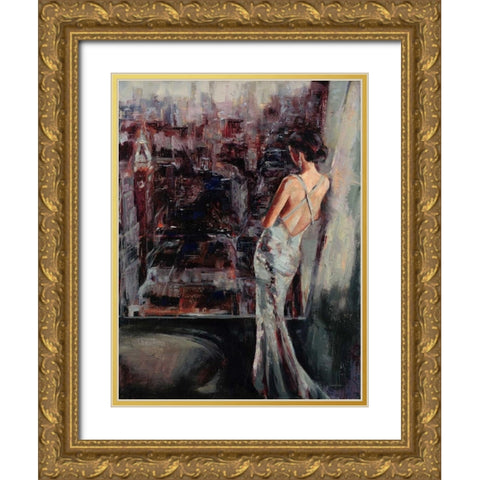 Wistful Gaze Gold Ornate Wood Framed Art Print with Double Matting by Lehman, Laurel
