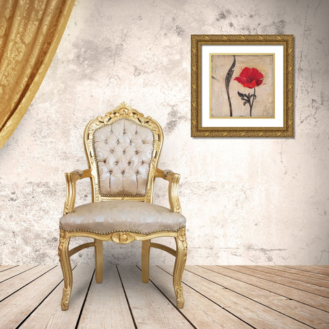 Scarlet Blossom Gold Ornate Wood Framed Art Print with Double Matting by Stoyanov, Ivo