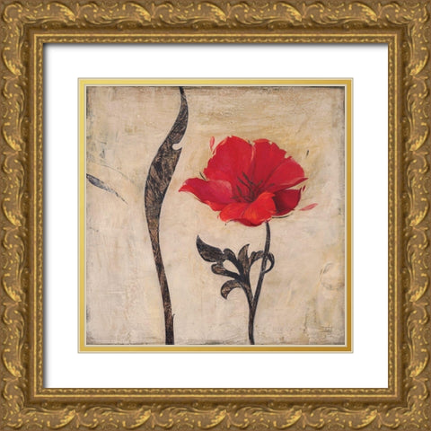Scarlet Blossom Gold Ornate Wood Framed Art Print with Double Matting by Stoyanov, Ivo