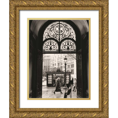 Filigree Iron Doors Gold Ornate Wood Framed Art Print with Double Matting by Vandenack, Toby