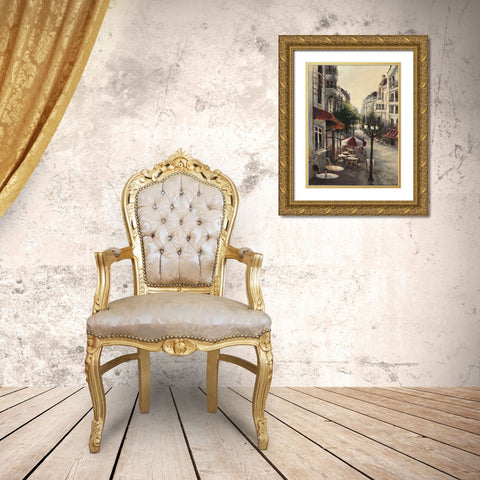 Promenade Cafe Gold Ornate Wood Framed Art Print with Double Matting by Heighton, Brent