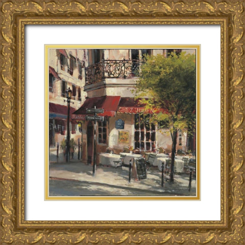 Corner Cafe Gold Ornate Wood Framed Art Print with Double Matting by Heighton, Brent