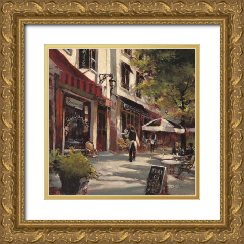 Boulevard Cafe Gold Ornate Wood Framed Art Print with Double Matting by Heighton, Brent