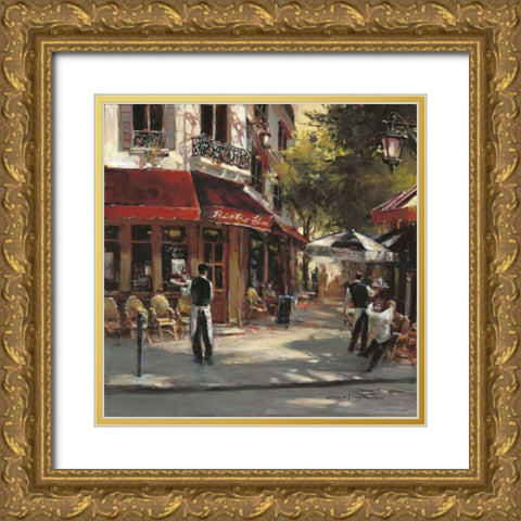 Bistro Waiters Gold Ornate Wood Framed Art Print with Double Matting by Heighton, Brent
