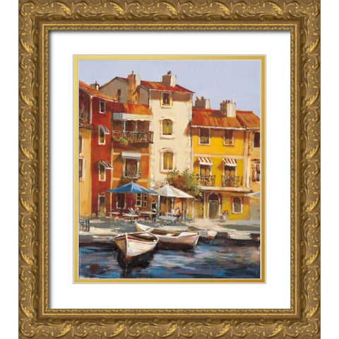 Mediterranean Waterfront II Gold Ornate Wood Framed Art Print with Double Matting by Heighton, Brent