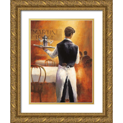 Martini Lounge Gold Ornate Wood Framed Art Print with Double Matting by Heighton, Brent