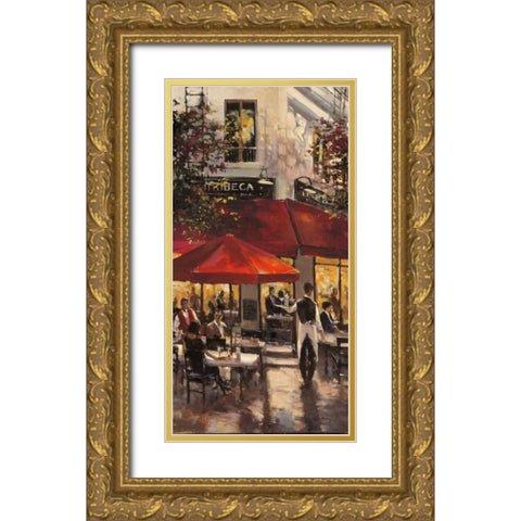 Tribeca Bar Gold Ornate Wood Framed Art Print with Double Matting by Heighton, Brent