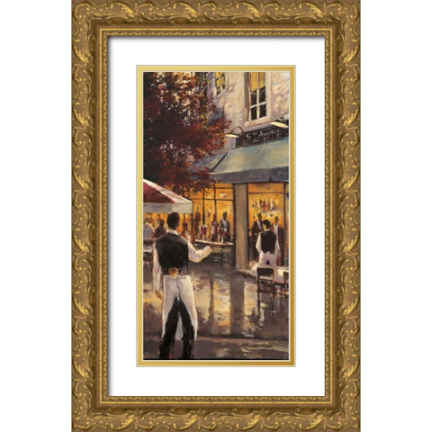 5Th Ave Cafe Gold Ornate Wood Framed Art Print with Double Matting by Heighton, Brent