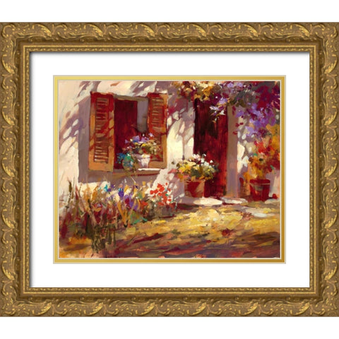 Cottage Window Gold Ornate Wood Framed Art Print with Double Matting by Heighton, Brent