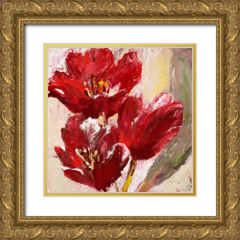 Passionate Red Tulip Gold Ornate Wood Framed Art Print with Double Matting by Heighton, Brent