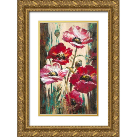 Spontaneous Poppies Gold Ornate Wood Framed Art Print with Double Matting by Heighton, Brent