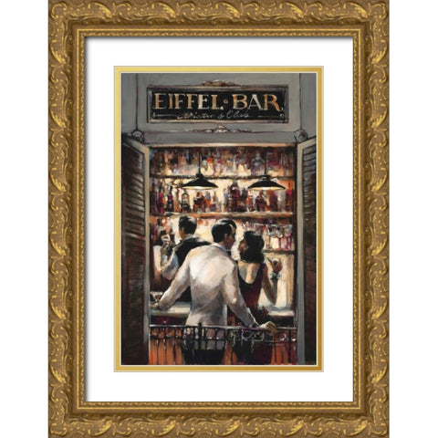 Eiffel Bar Gold Ornate Wood Framed Art Print with Double Matting by Heighton, Brent