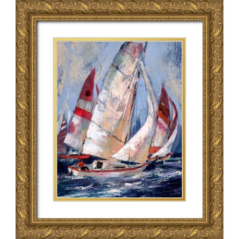 Open Sails I Gold Ornate Wood Framed Art Print with Double Matting by Heighton, Brent