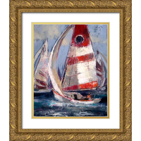 Open Sails II Gold Ornate Wood Framed Art Print with Double Matting by Heighton, Brent