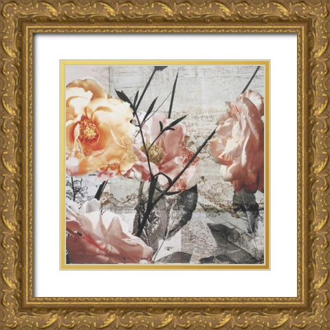 Days of Roses Gold Ornate Wood Framed Art Print with Double Matting by Theodosiou, Matina