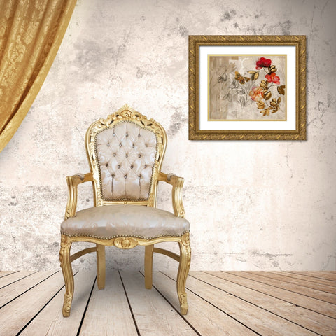 Poetry In The Garden 1 Gold Ornate Wood Framed Art Print with Double Matting by Theodosiou, Matina