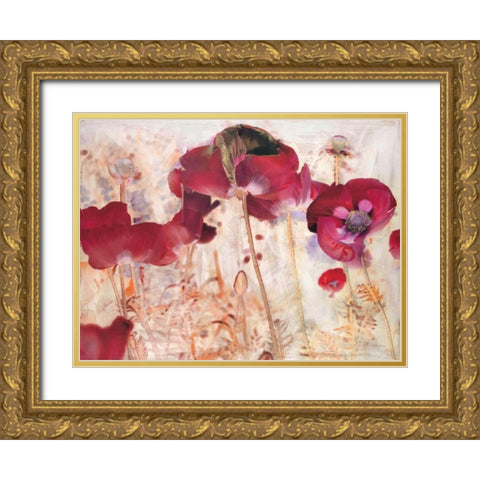 Dreamtime Poppies  Gold Ornate Wood Framed Art Print with Double Matting by Theodosiou, Matina