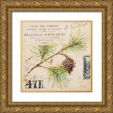 Fir Branch-Sketchbook Gold Ornate Wood Framed Art Print with Double Matting by Staehling, Angela