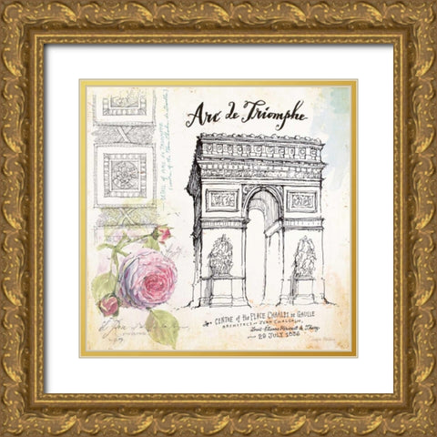 France Sketchbook Gold Ornate Wood Framed Art Print with Double Matting by Staehling, Angela