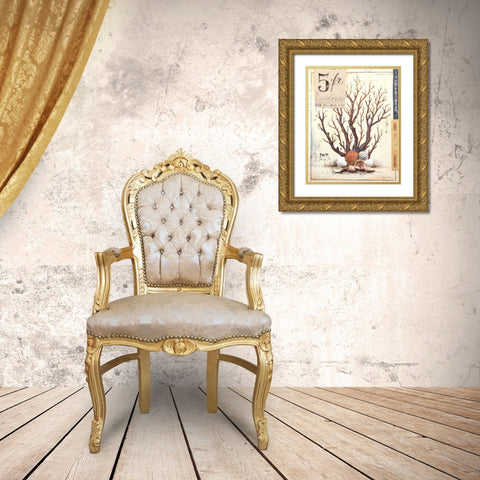 Coral No.3 Sketchbook Gold Ornate Wood Framed Art Print with Double Matting by Staehling, Angela