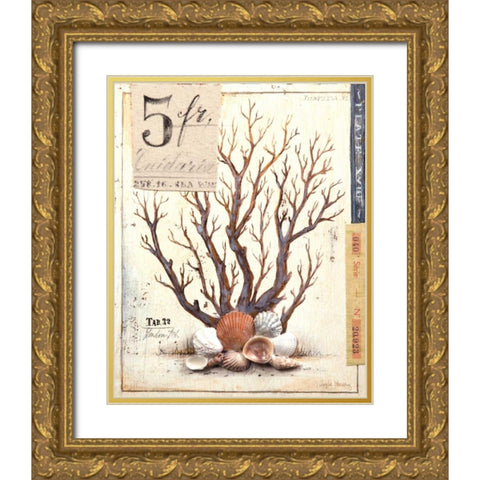 Coral No.3 Sketchbook Gold Ornate Wood Framed Art Print with Double Matting by Staehling, Angela