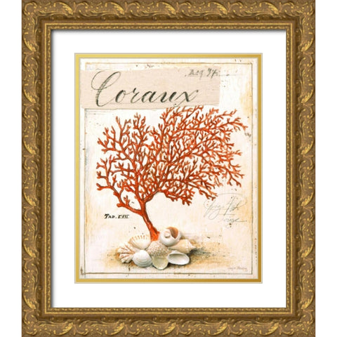 Coral No.5 Sketchbook Gold Ornate Wood Framed Art Print with Double Matting by Staehling, Angela