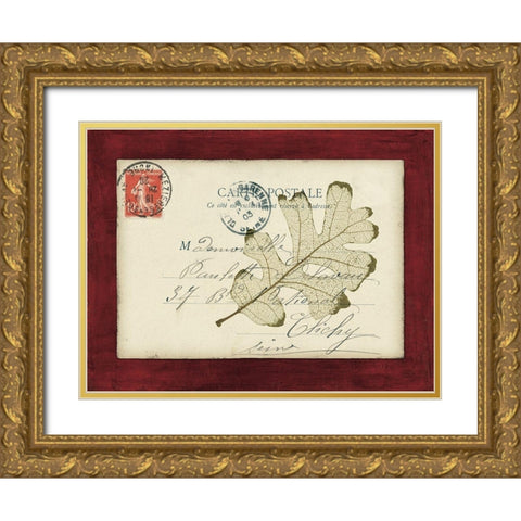 Rose Leaf Envelope Gold Ornate Wood Framed Art Print with Double Matting by Morey, Booker