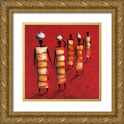 To The Market Gold Ornate Wood Framed Art Print with Double Matting by Rauscher, Michel