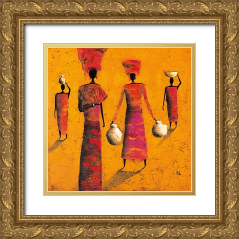 To The Village Gold Ornate Wood Framed Art Print with Double Matting by Rauscher, Michel