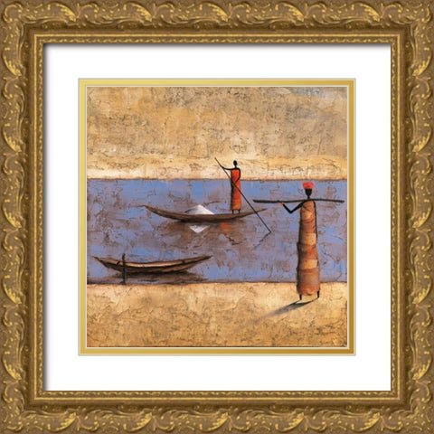 River Voyage Gold Ornate Wood Framed Art Print with Double Matting by Rauscher, Michel