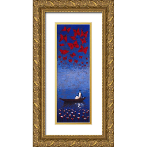 Cerulean Passage Gold Ornate Wood Framed Art Print with Double Matting by Rauscher, Michel