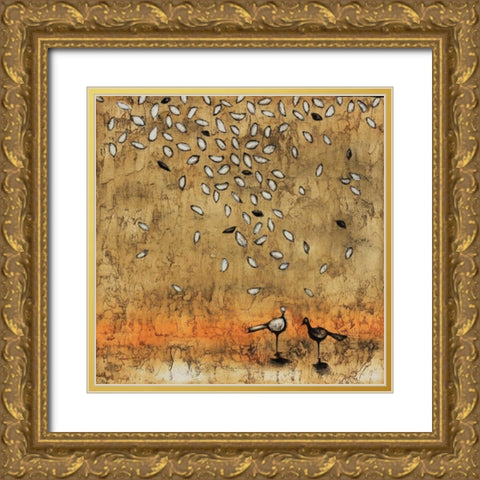 Whimsical Birds  Gold Ornate Wood Framed Art Print with Double Matting by Rauscher, Michel
