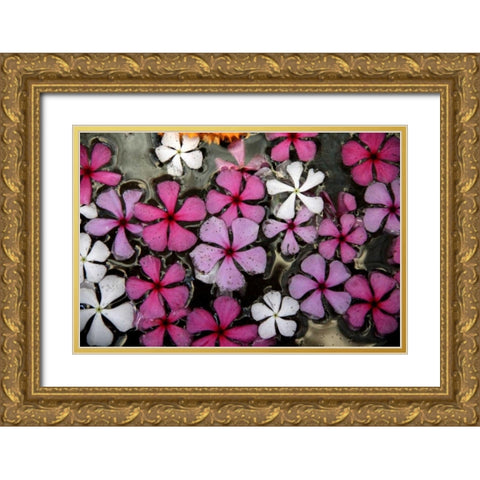 Floral Pond 1 Gold Ornate Wood Framed Art Print with Double Matting by Rauscher, Michel