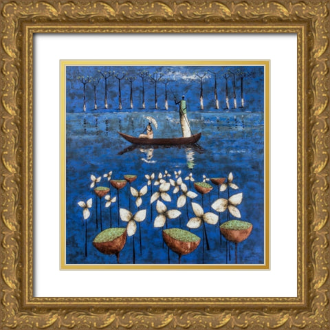 Soulful River Gold Ornate Wood Framed Art Print with Double Matting by Rauscher, Michel