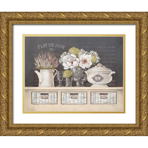 Plat Du Jour Gold Ornate Wood Framed Art Print with Double Matting by Ferri, Stefania